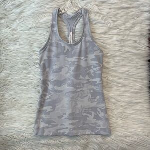 lululemon Wunder Under Racerback Grey Camo Workout Top